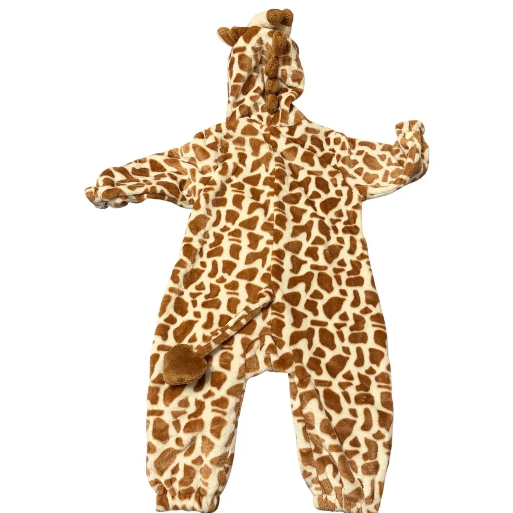 HSCTEK Giraffe Costume Toddler 18-24 Months Plush Animal Hooded Jumpsuit Brown